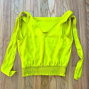 Anthropologie Maeve Womens Alida Cowl Neck Blouse Sleeveless Satin Neon Green 0